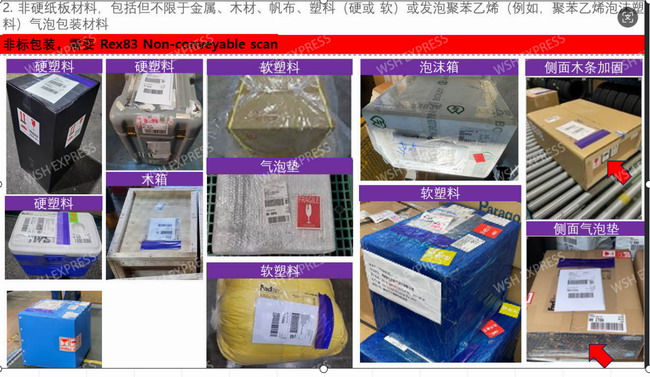 FEDEX非硬纸板材料包装附加费用 