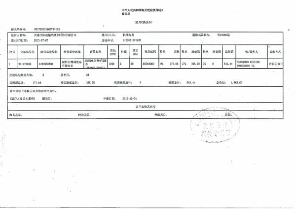 国外到中国快件报关单证